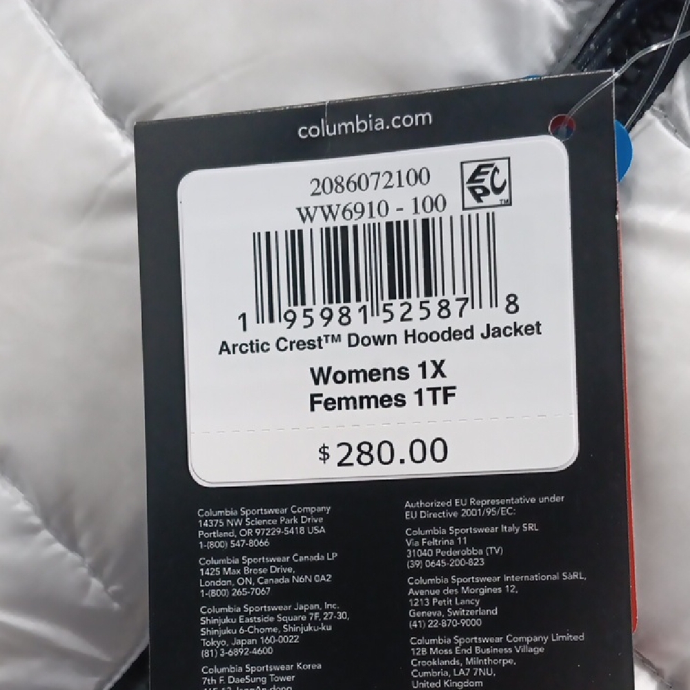 Columbia Arctic Crest Down Hooded Jacket White Size 1X